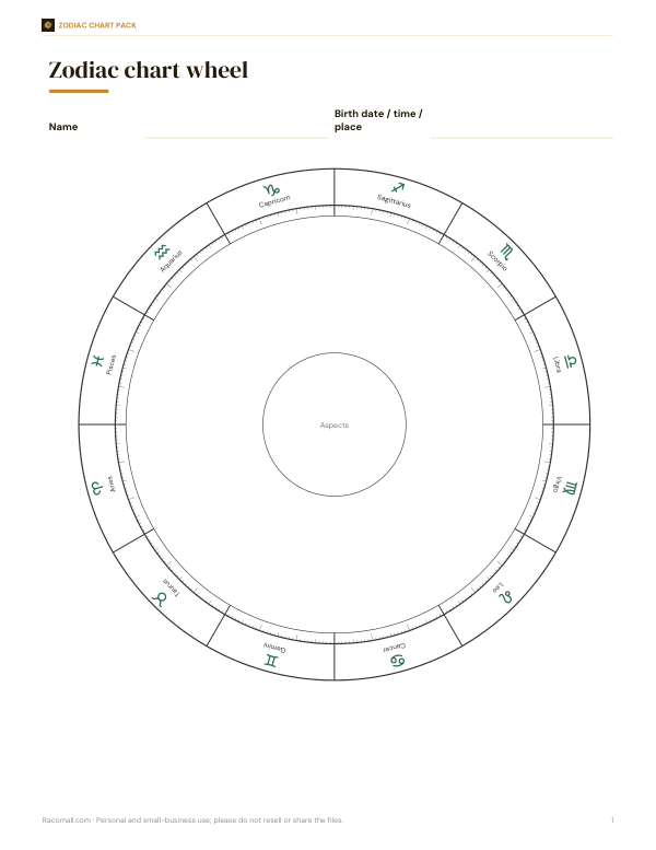 Preview of Printable Zodiac Chart Wheel